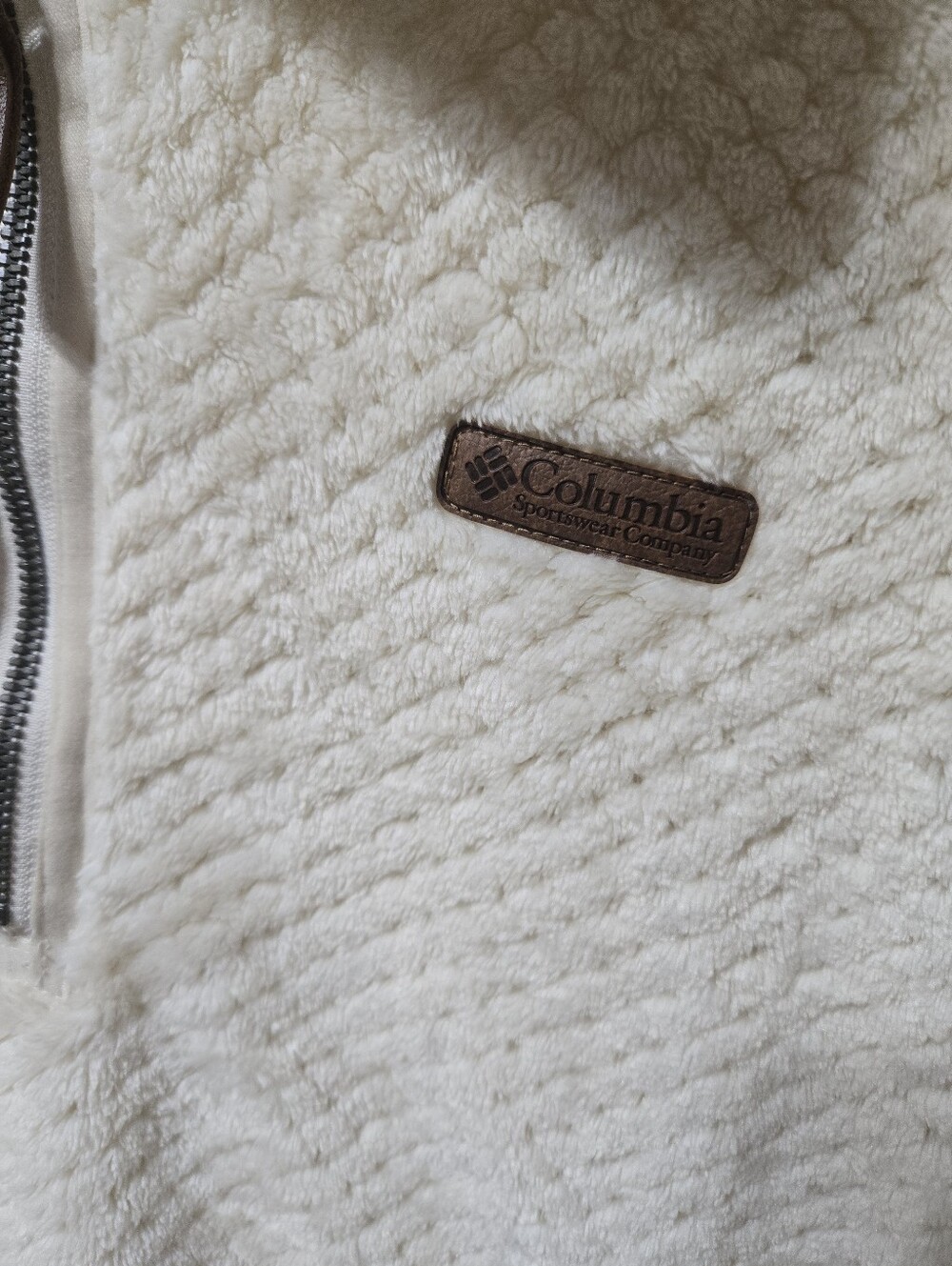 Columbia Fire Side Cream Quarter Zip Sherpa Fleece NWOT - Picture 3 of 7